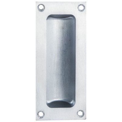 Recessed Sliding Door Flush Pull 102mm x 45mm 10.5mm Depth Satin Chrome