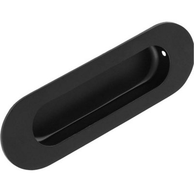 Recessed Sliding Door Flush Pull 102mm x 51mm 12mm Depth Matt Black Radius