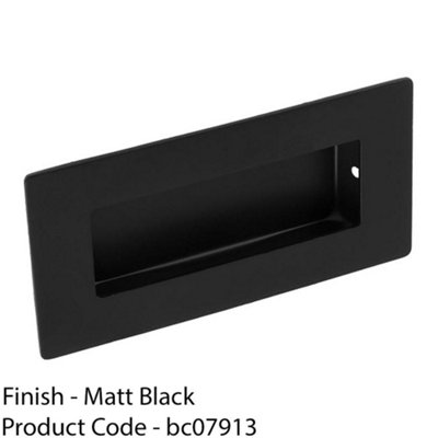 Recessed Sliding Door Flush Pull 102mm x 51mm 12mm Depth Matt Black