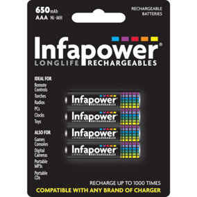 Rechargeable AAA Ni-MH Batteries 650mAh - 4 Pack