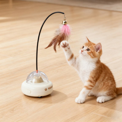 Rechargeable Automatic Interactive Cat Toy with Multi-Sensory Design, 11cm  W x 11.5cm D x
