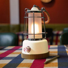 Rechargeable Camping LED Retro Water Resistant White Lantern, Long Life, Dimmable and Colour Changing