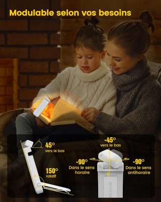 Rechargeable Clip-on Reading Light, 3 Warm Colors, 5 Brightness Levels ...