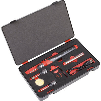 Rechargeable Cordless Soldering Iron Kit - 30W Lithium-Ion Battery & Case 600 Degrees C