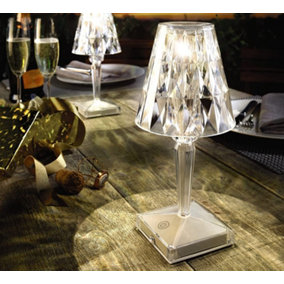 Rechargeable Diamond Touch Control Lamp - USB Charging Dimmable Light for Dining or Side Table - Measures 26 x 8 x 8cm