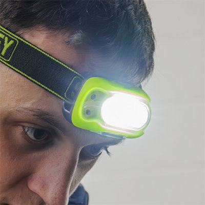 Rechargeable Head Torch with Auto-Sensor 8W COB LED - Green