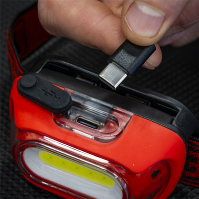 Rechargeable Head Torch with Auto-Sensor 8W COB LED - Red
