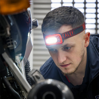 Rechargeable Head Torch with Auto-Sensor 8W COB LED - Red