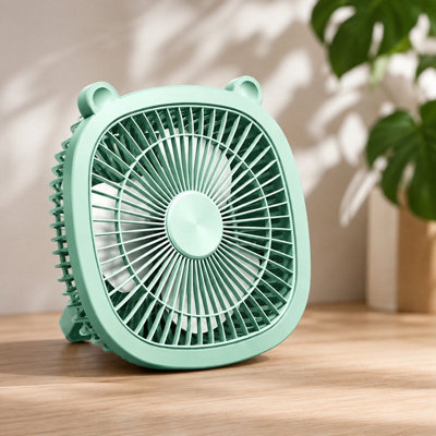 Rechargeable Mini Desk Fan Portable Table Cooling Fan, Green