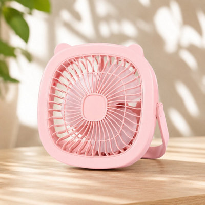 Rechargeable Mini Desk Fan Portable Table Cooling Fan, Pink