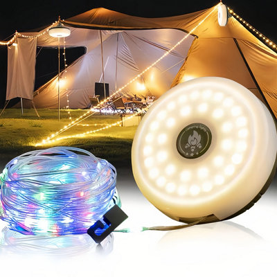 Rechargeable multi-stage adjustable tent camping light string Colorful