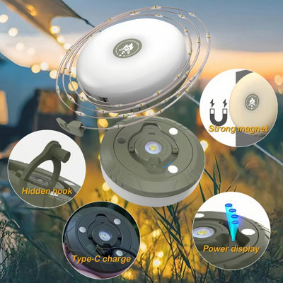 Rechargeable multi-stage adjustable tent camping light string warm light - 4