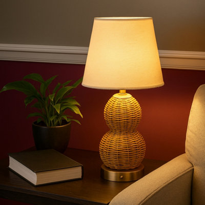 RECHARGEABLE RATTAN TABLE LAMP
