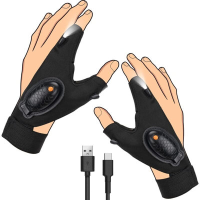 Rechargeable Waterproof LED Gloves for Fishing and Camping with 10 Hour ...