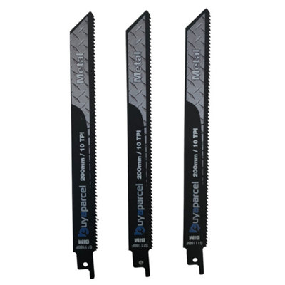 Reciprocating Sabre Saw Blades S1118BF 200mm 10 TPI HCS Metal Aluminium x3 - 3