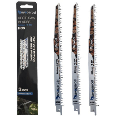 Reciprocating Sabre Saw Blades S1531K 240mm 5 TPI HCS Wood Tree Pruning
