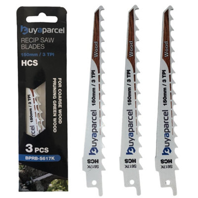 Reciprocating Sabre Saw Blades S617K 150mm 6" 3 TPI HCS For Wood