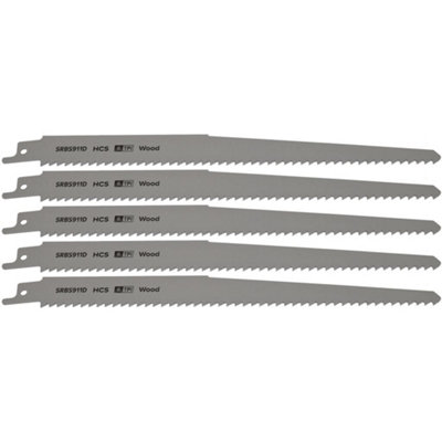 Reciprocating Saw Blade Clean Wood 230mm HCS 6tpi Pack of 5 by Ufixt