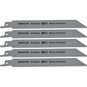 Reciprocating Saw Blade Wood & Plastics 150mm Length 10tpi Pack of 5 by Ufixt