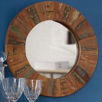 Reclaimed Boat Round Mirror Large