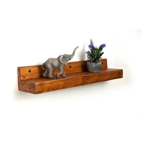 Reclaimed Wooden Shelf With Backboard 5" 125mm - Colour Light Oak - Length 100cm