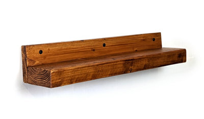 Reclaimed Wooden Shelf With Backboard 5" 125mm - Colour Light Oak - Length 80cm