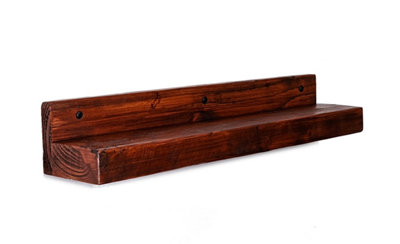 Reclaimed Wooden Shelf With Backboard 5" 125mm - Colour Teak - Length 100cm