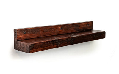 Reclaimed Wooden Shelf With Backboard 5" 125mm - Colour Walnut - Length 140cm