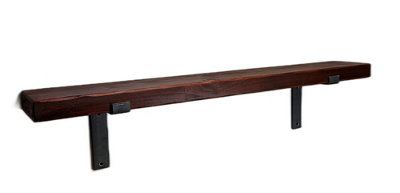 Reclaimed Wooden Shelf with Bracket Bent Down 6" 140mm - Colour Teak - Length 180cm