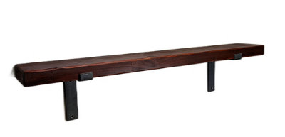 Reclaimed Wooden Shelf with Bracket Bent Down 6" 140mm - Colour Teak - Length 50cm