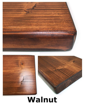 Reclaimed Wooden Shelf with Bracket Bent Down 6" 140mm - Colour Walnut - Length 230cm