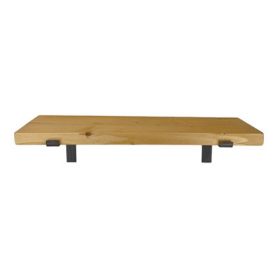 Reclaimed Wooden Shelf with Bracket Bent Down 9" 220mm - Colour Light Oak - Length 60cm - 4