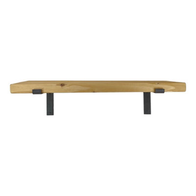 Reclaimed Wooden Shelf with Bracket Bent Down 9" 220mm - Colour Light Oak - Length 60cm - 5