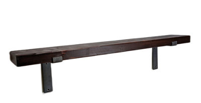 Reclaimed Wooden Shelf with Bracket Bent Down 9" 220mm - Colour Walnut - Length 140cm