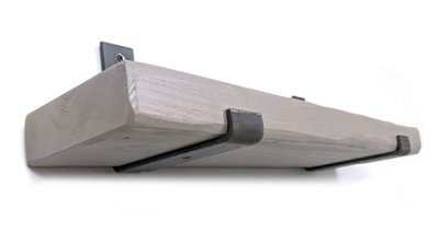 Reclaimed Wooden Shelf with Bracket Bent Up 6" 140mm - Colour Antique Grey - Length 100cm