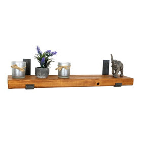Reclaimed Wooden Shelf with Bracket Bent Up 6" 140mm - Colour Light Oak - Length 100cm