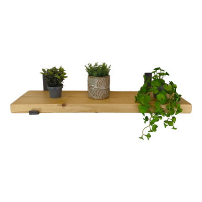 Reclaimed Wooden Shelf with Bracket Bent Up 6" 140mm - Colour Light Oak - Length 120cm