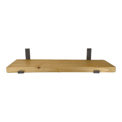 Reclaimed Wooden Shelf with Bracket Bent Up 6" 140mm - Colour Light Oak - Length 130cm