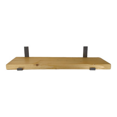 Reclaimed Wooden Shelf with Bracket Bent Up 6" 140mm - Colour Light Oak - Length 180cm