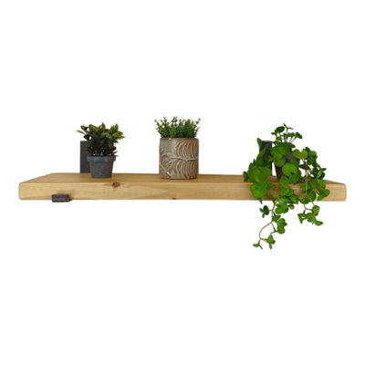 Reclaimed Wooden Shelf with Bracket Bent Up 6" 140mm - Colour Light Oak - Length 30cm