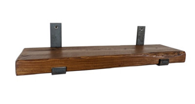 Reclaimed Wooden Shelf with Bracket Bent Up 6" 140mm - Colour Medium Oak - Length 130cm