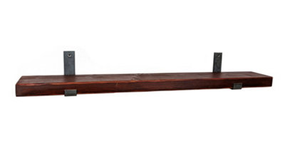 Reclaimed Wooden Shelf with Bracket Bent Up 6" 140mm - Colour Teak - Length 240cm