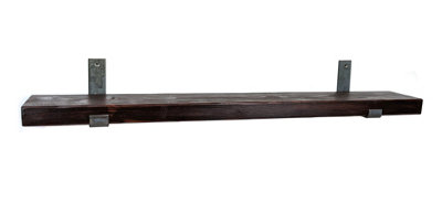 Reclaimed Wooden Shelf with Bracket Bent Up 6" 140mm - Colour Walnut - Length 170cm