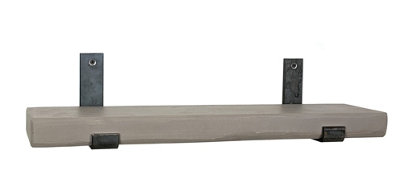 Reclaimed Wooden Shelf with Bracket Bent Up 7" 170mm - Colour Antique Grey - Length 90cm