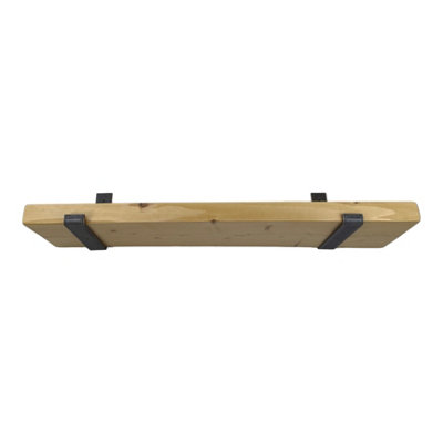 Reclaimed Wooden Shelf with Bracket Bent Up 7" 170mm - Colour Light Oak - Length 90cm - 6
