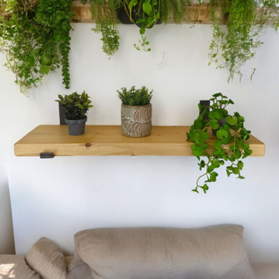 Reclaimed Wooden Shelf with Bracket Bent Up 7" 170mm - Colour Light Oak - Length 90cm - 7