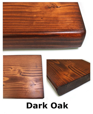 Reclaimed Wooden Shelf with Bracket Bent Up 9" 220mm - Colour Dark Oak - Length 190cm
