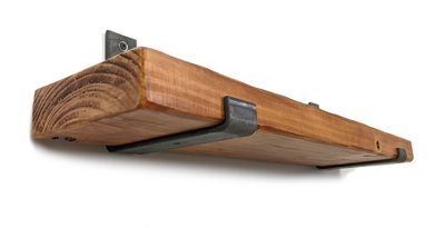 Reclaimed Wooden Shelf with Bracket Bent Up 9" 220mm - Colour Light Oak - Length 190cm