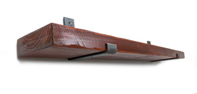 Reclaimed Wooden Shelf with Bracket Bent Up 9" 220mm - Colour Teak - Length 220cm