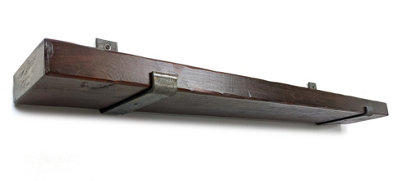 Reclaimed Wooden Shelf with Bracket Bent Up 9" 220mm - Colour Walnut - Length 170cm